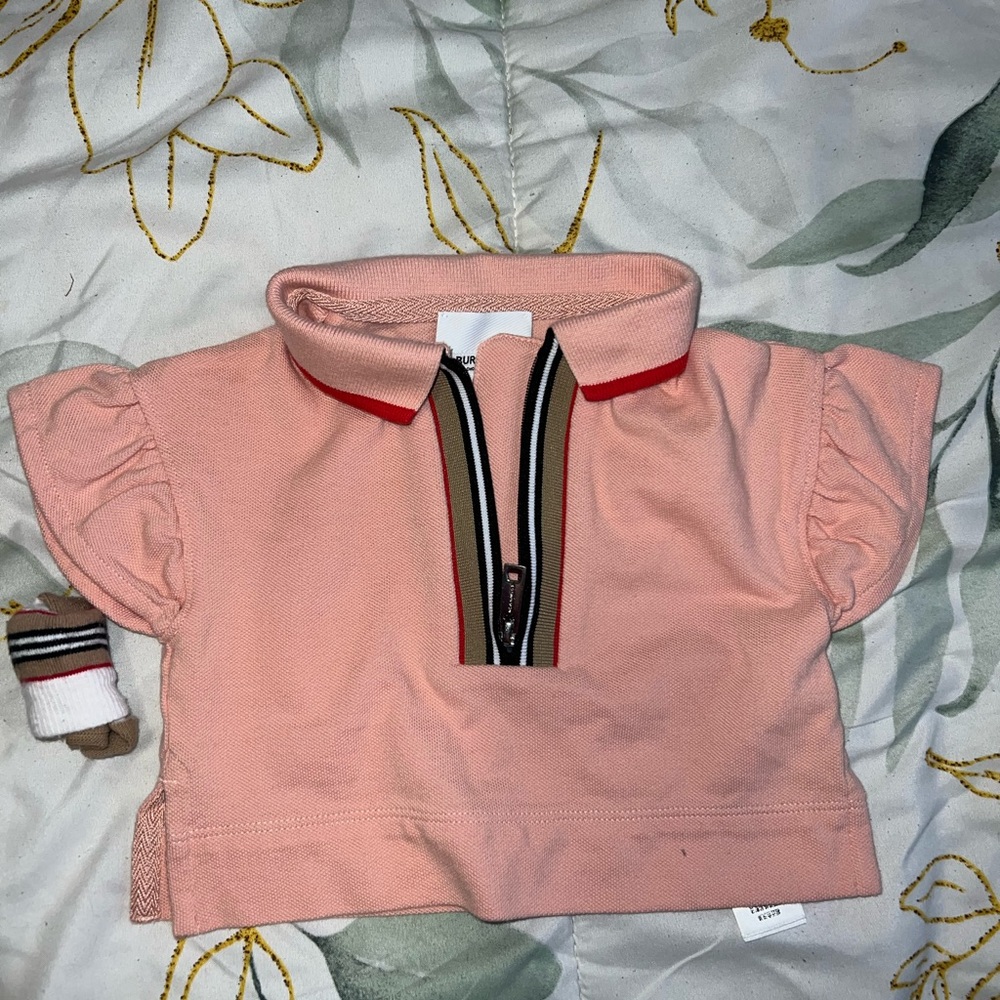 Burberry Pink Kids Shirt with Zipper Detail